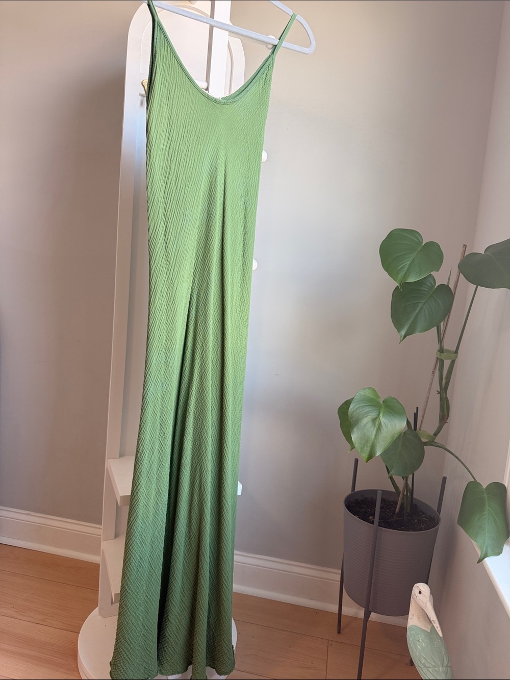 Green Slip Maxi Dress - Lightweight V-Neck